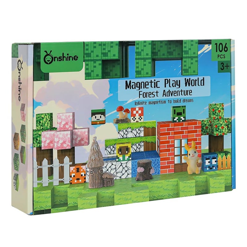 Knick Knack Magnetic Play World - Forest Adventure Building Blocks Set (106 Pieces) for Kids Ages 3+ - Image 1
